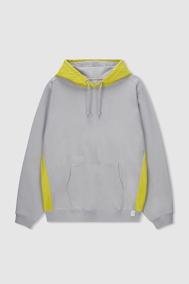 BLENDED HOODIE LIGHT GREY/YELLOW